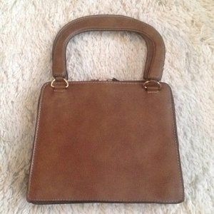 VINTAGE Brown Leather Top Handle Handbag